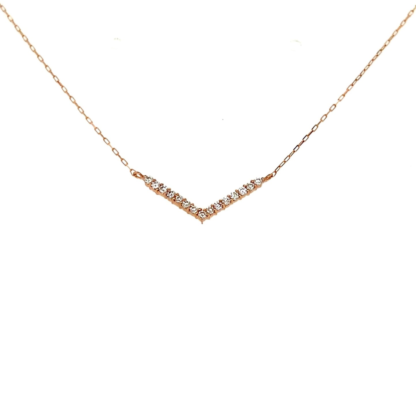 Flat V Shape Necklace 0.1ct - JMW Jewelry Wholesale