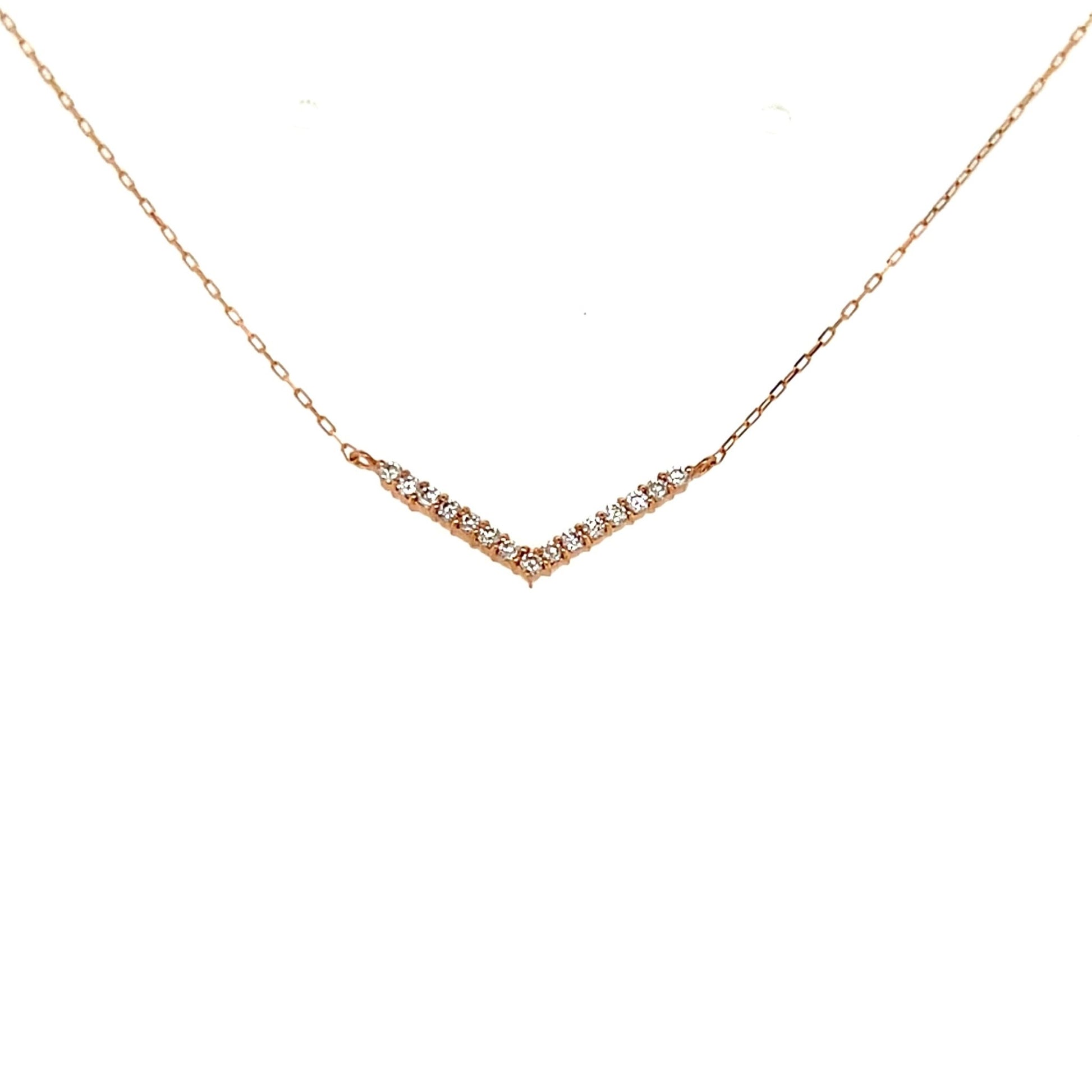Flat V Shape Necklace 0.1ct - JMW Jewelry Wholesale