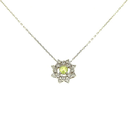 Flower Birthstone Necklace 0.16ct (Aug - Peridot) - JMW Jewelry Wholesale