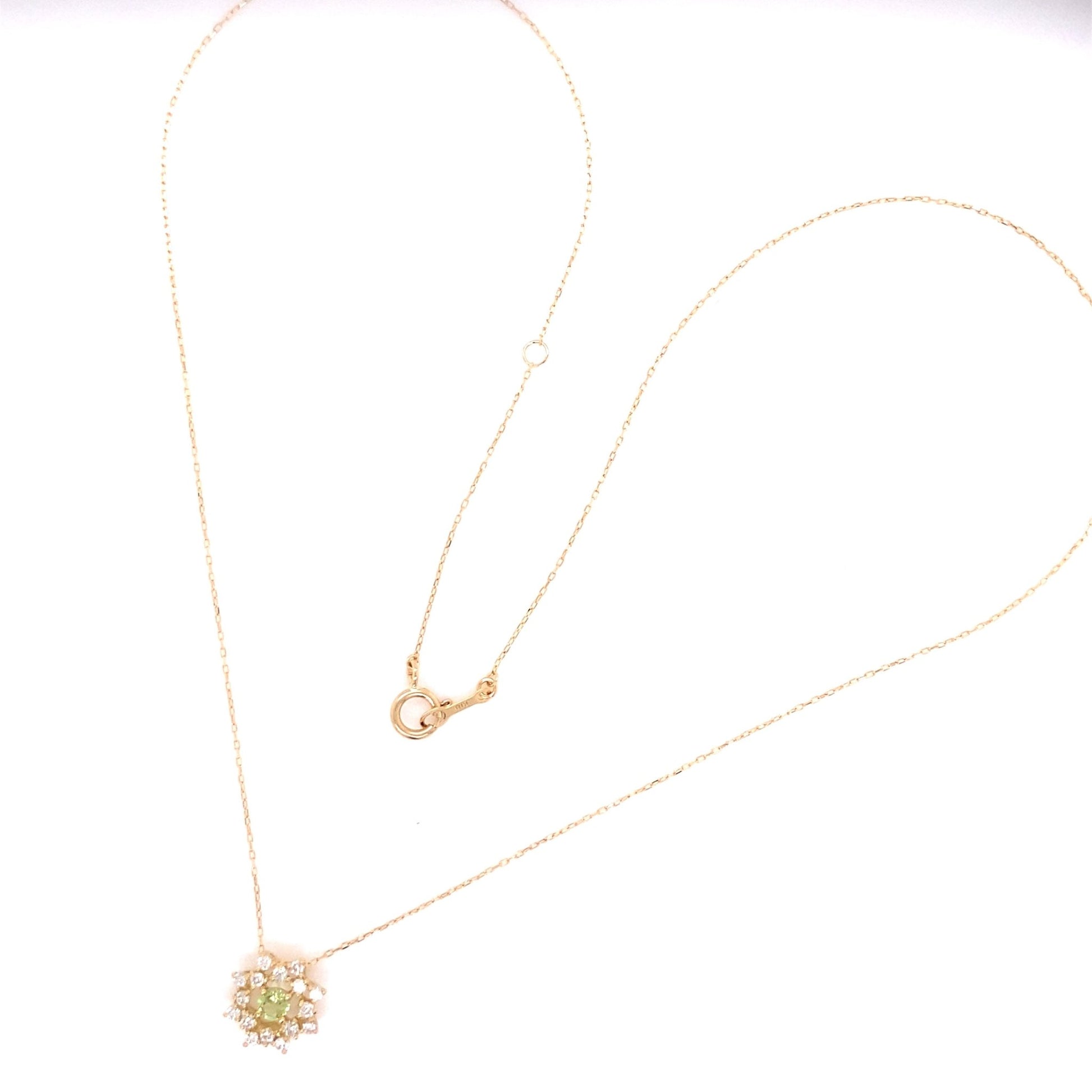 Flower Birthstone Necklace 0.16ct (Aug - Peridot) - JMW Jewelry Wholesale