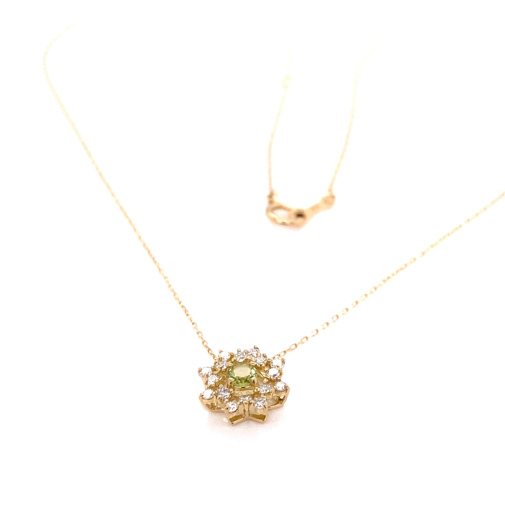 Flower Birthstone Necklace 0.16ct (Aug - Peridot) - JMW Jewelry Wholesale