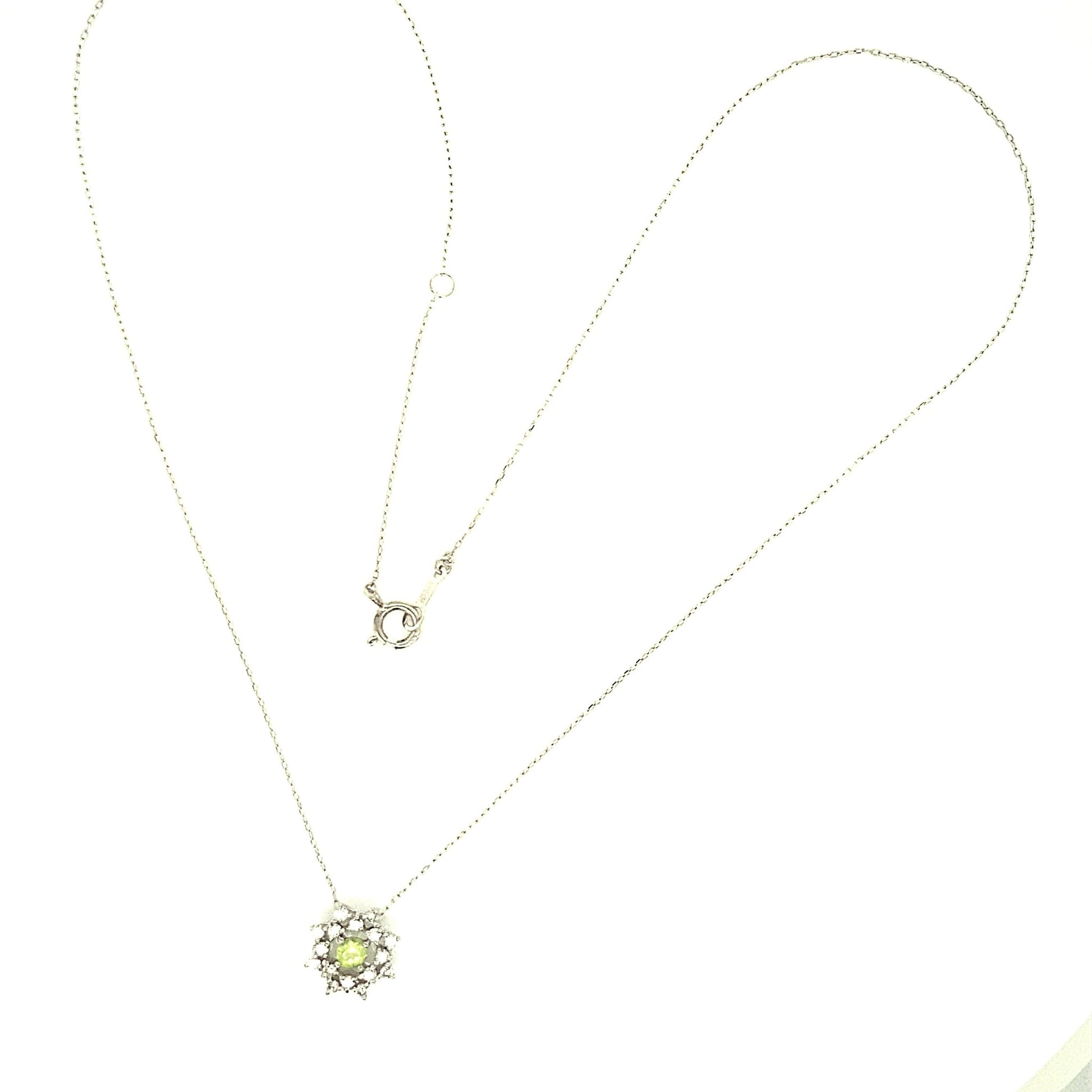 Flower Birthstone Necklace 0.16ct (Aug - Peridot) - JMW Jewelry Wholesale