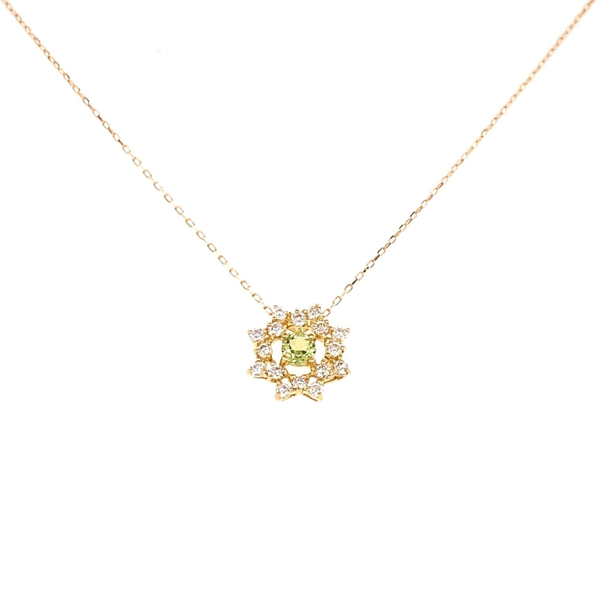 Flower Birthstone Necklace 0.16ct (Aug - Peridot) - JMW Jewelry Wholesale