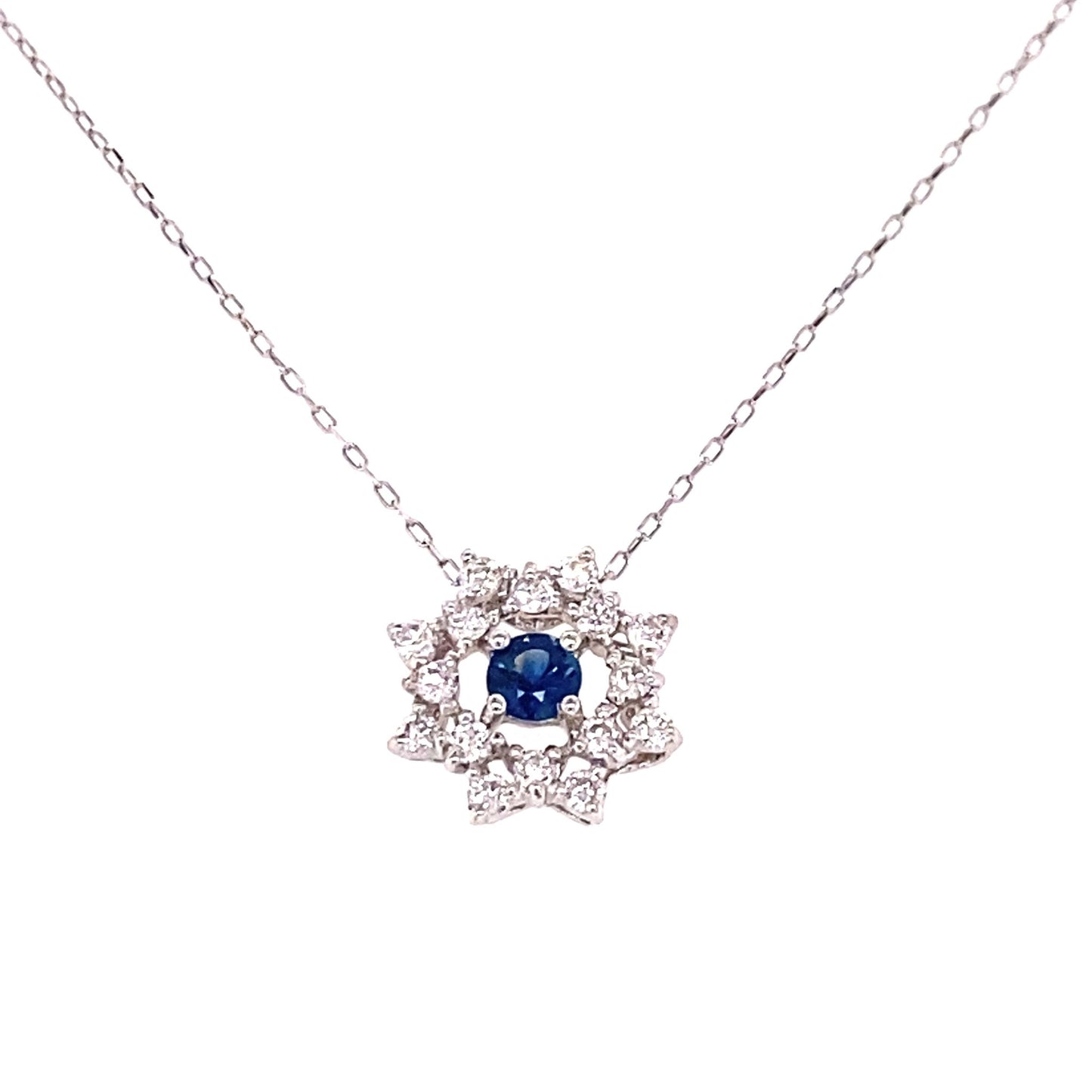 Flower Birthstone Necklace 0.16ct (Sep - Sapphire) - JMW Jewelry Wholesale