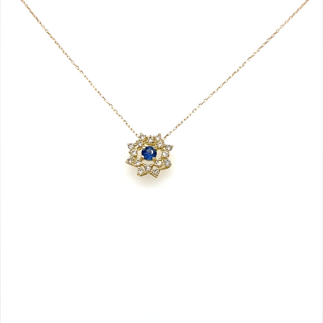 Flower Birthstone Necklace 0.16ct (Sep - Sapphire) - JMW Jewelry Wholesale