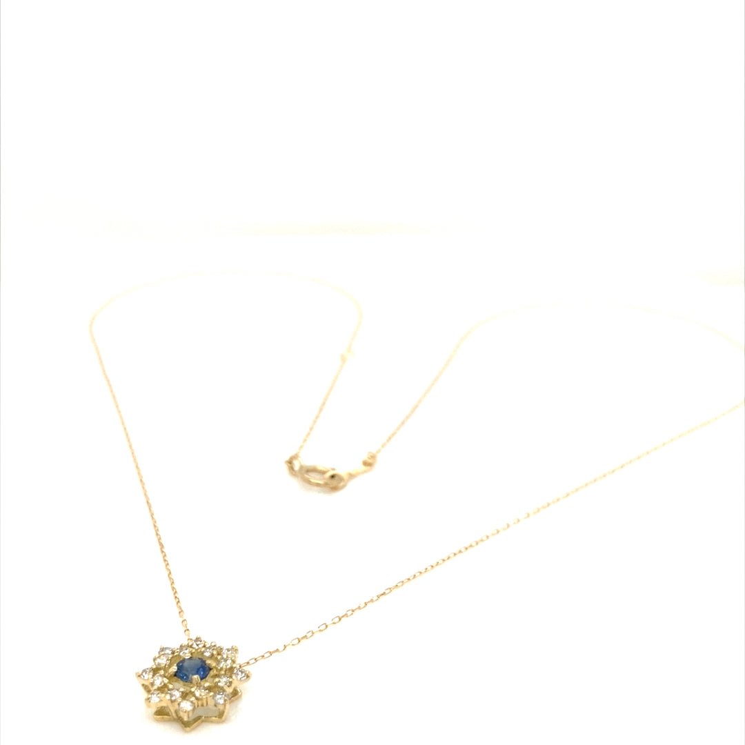 Flower Birthstone Necklace 0.16ct (Sep - Sapphire) - JMW Jewelry Wholesale