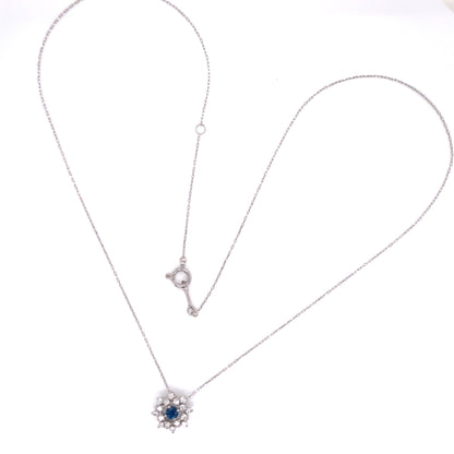 Flower Birthstone Necklace 0.16ct (Sep - Sapphire) - JMW Jewelry Wholesale