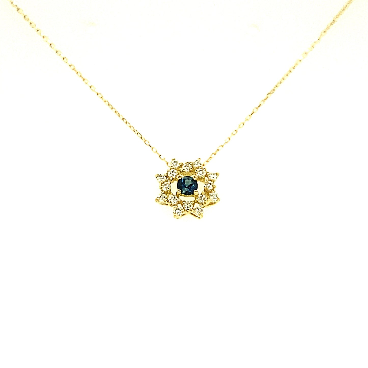 Flower Birthstone Necklace 0.16ct (Sep - Sapphire) - JMW Jewelry Wholesale