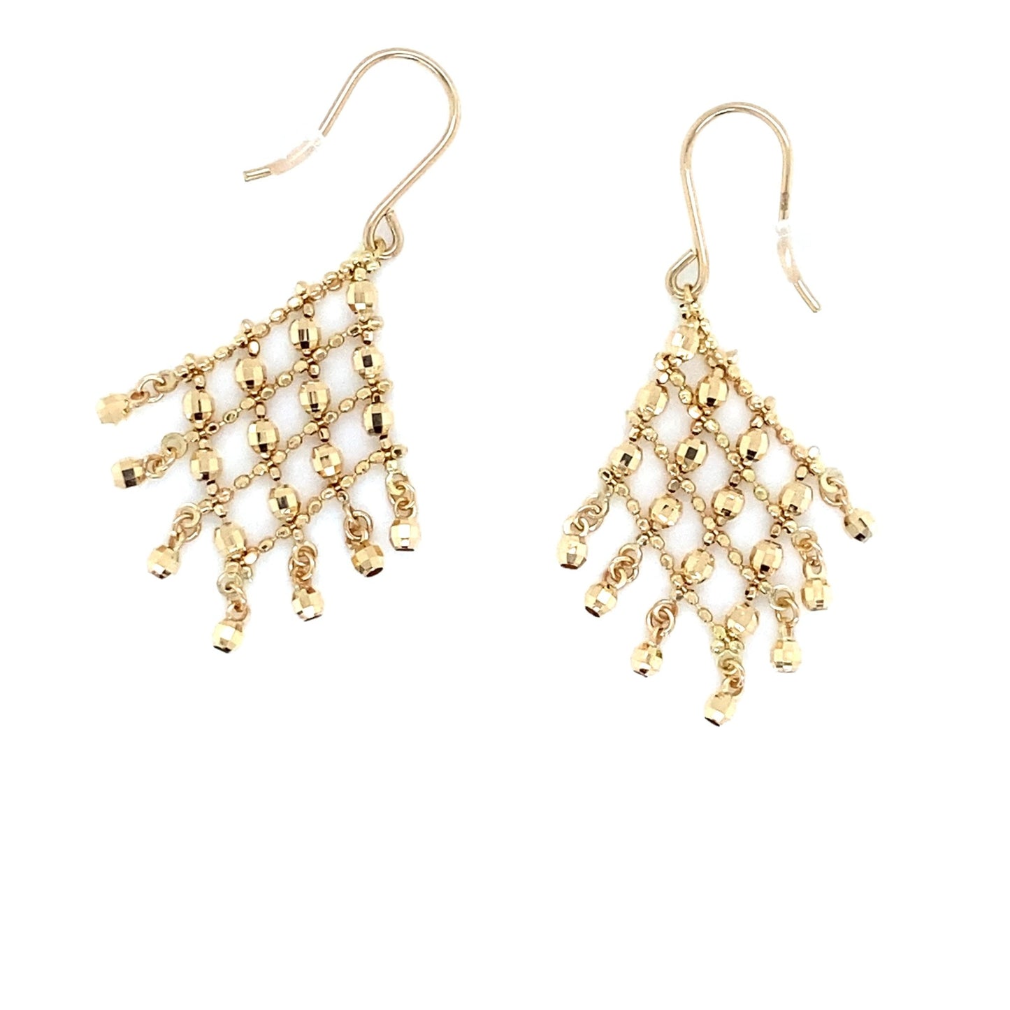 Gold Beads Rhombus Shape Drop Earrings - JMW Jewelry Wholesale