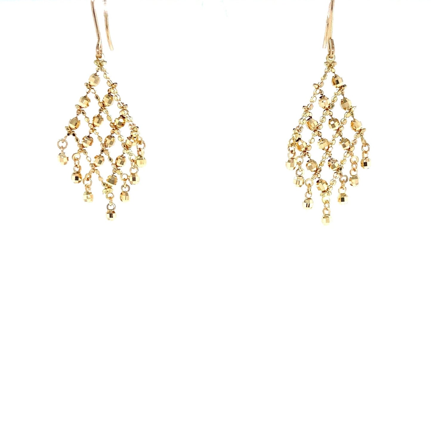 Gold Beads Rhombus Shape Drop Earrings - JMW Jewelry Wholesale