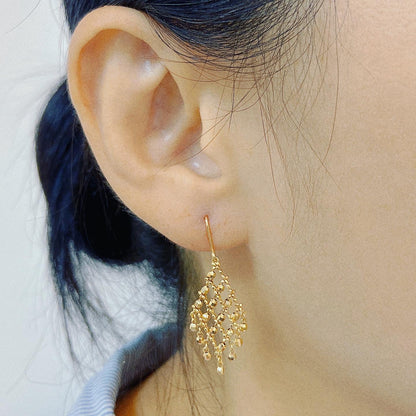 Gold Beads Rhombus Shape Drop Earrings - JMW Jewelry Wholesale