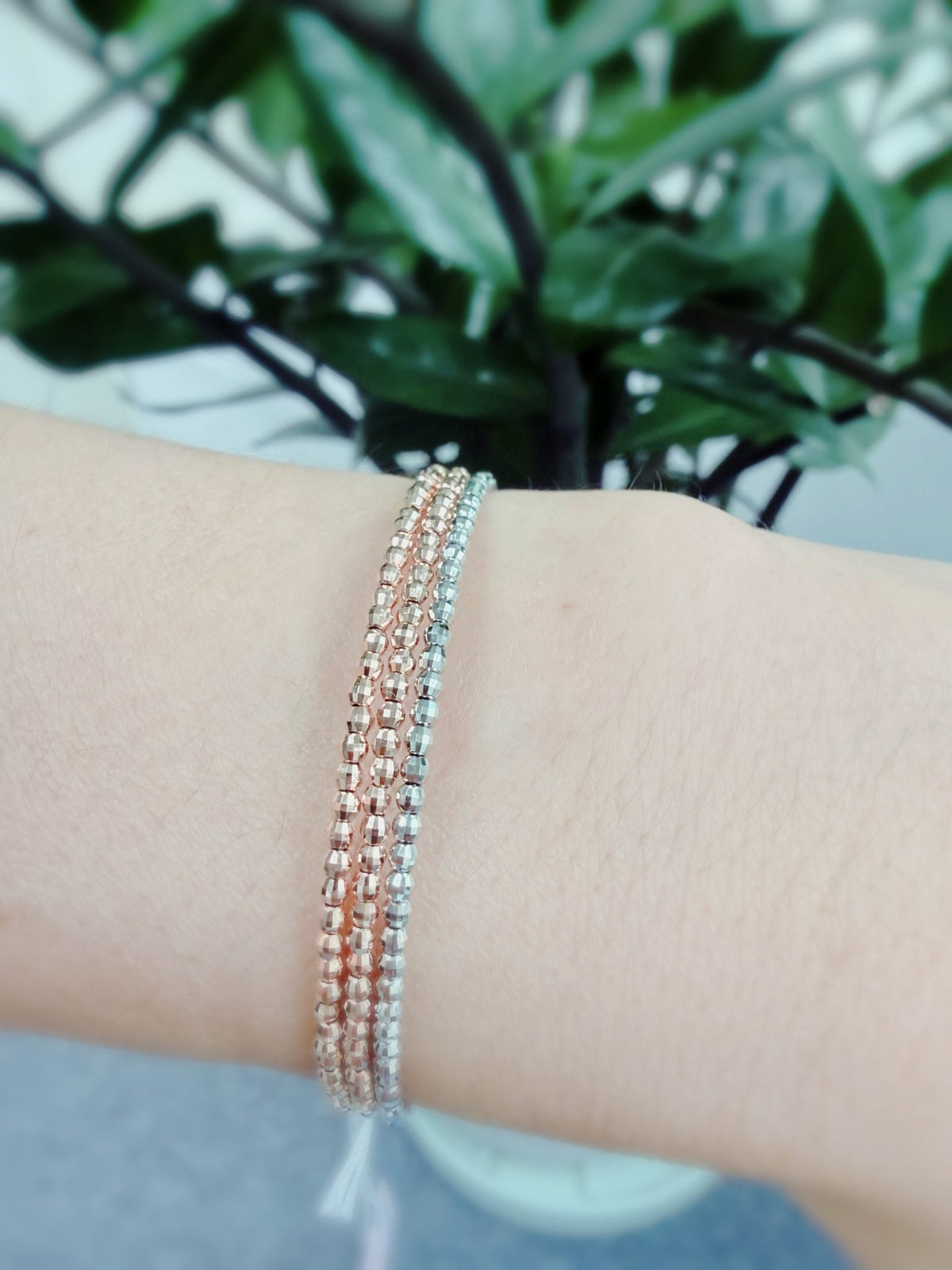 Gold Duo color Beads Wire Bangle PT/K18PG - JMW Jewelry Wholesale