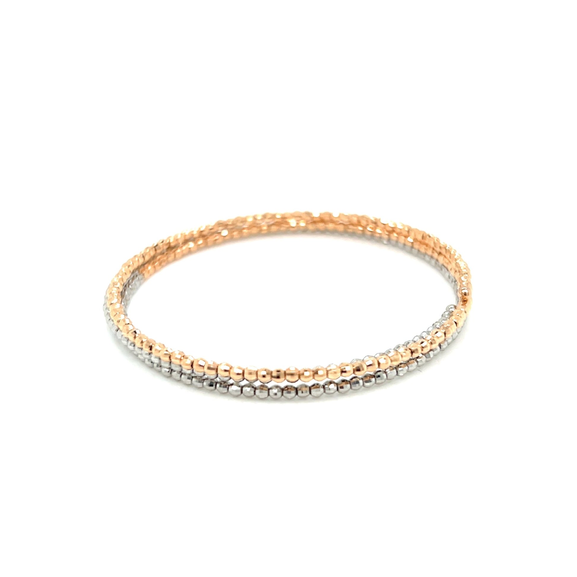 Gold Duo color Beads Wire Bangle PT/K18PG - JMW Jewelry Wholesale