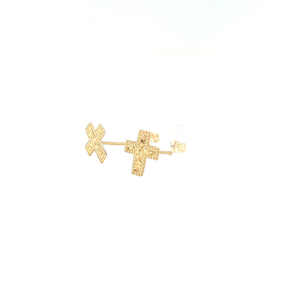 Gold Flat Cross Earrings - JMW Jewelry Wholesale