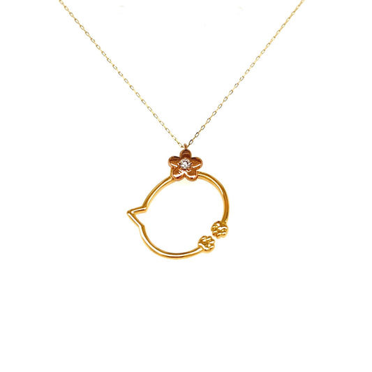 Gold Hollow Cat Necklace 0.04ct - JMW Jewelry Wholesale