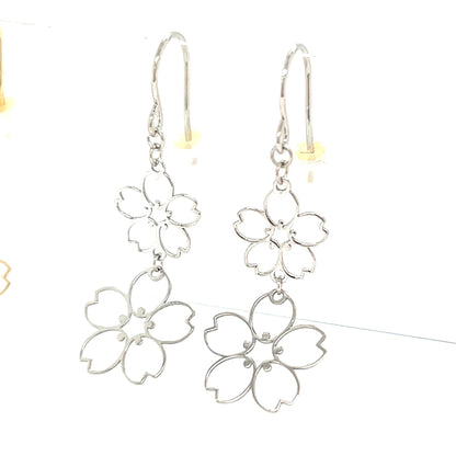 Gold Hollow Sakura Drop Earrings - JMW Jewelry Wholesale