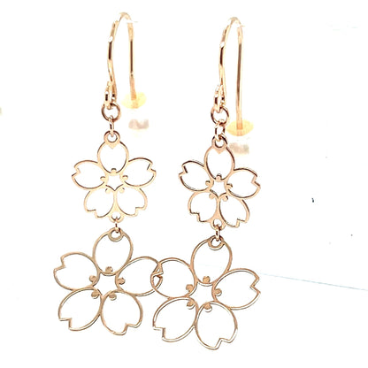 Gold Hollow Sakura Drop Earrings - JMW Jewelry Wholesale
