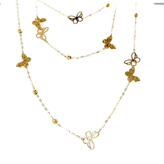 Gold Long Butterfly Necklace - JMW Jewelry Wholesale