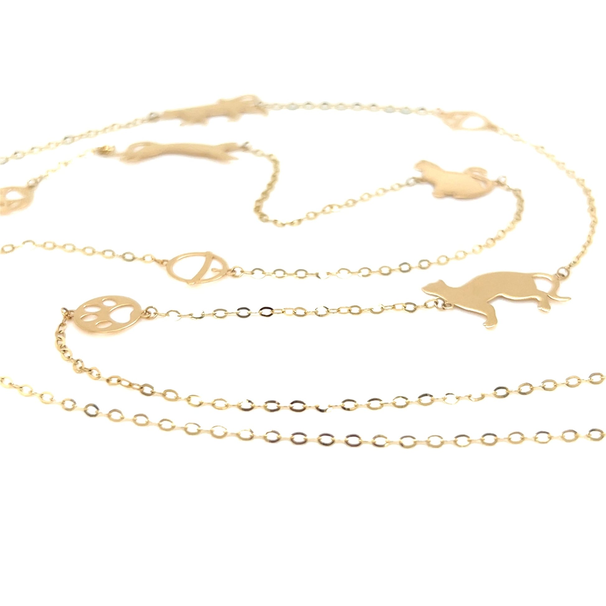 Gold Long Cat Necklace - JMW Jewelry Wholesale
