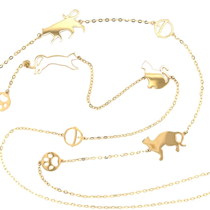 Gold Long Cat Necklace - JMW Jewelry Wholesale