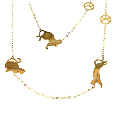 Gold Long Cat Necklace - JMW Jewelry Wholesale