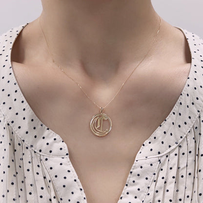 Gold Round Initial C Necklace - JMW Jewelry Wholesale