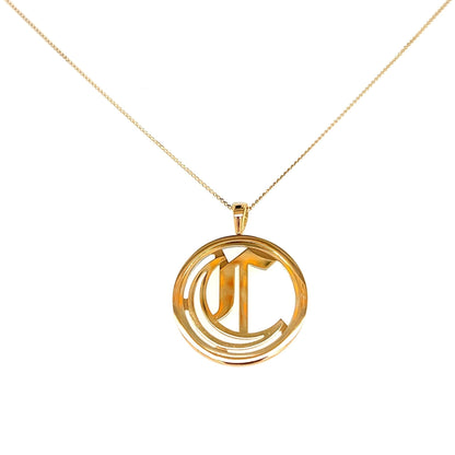 Gold Round Initial C Necklace - JMW Jewelry Wholesale