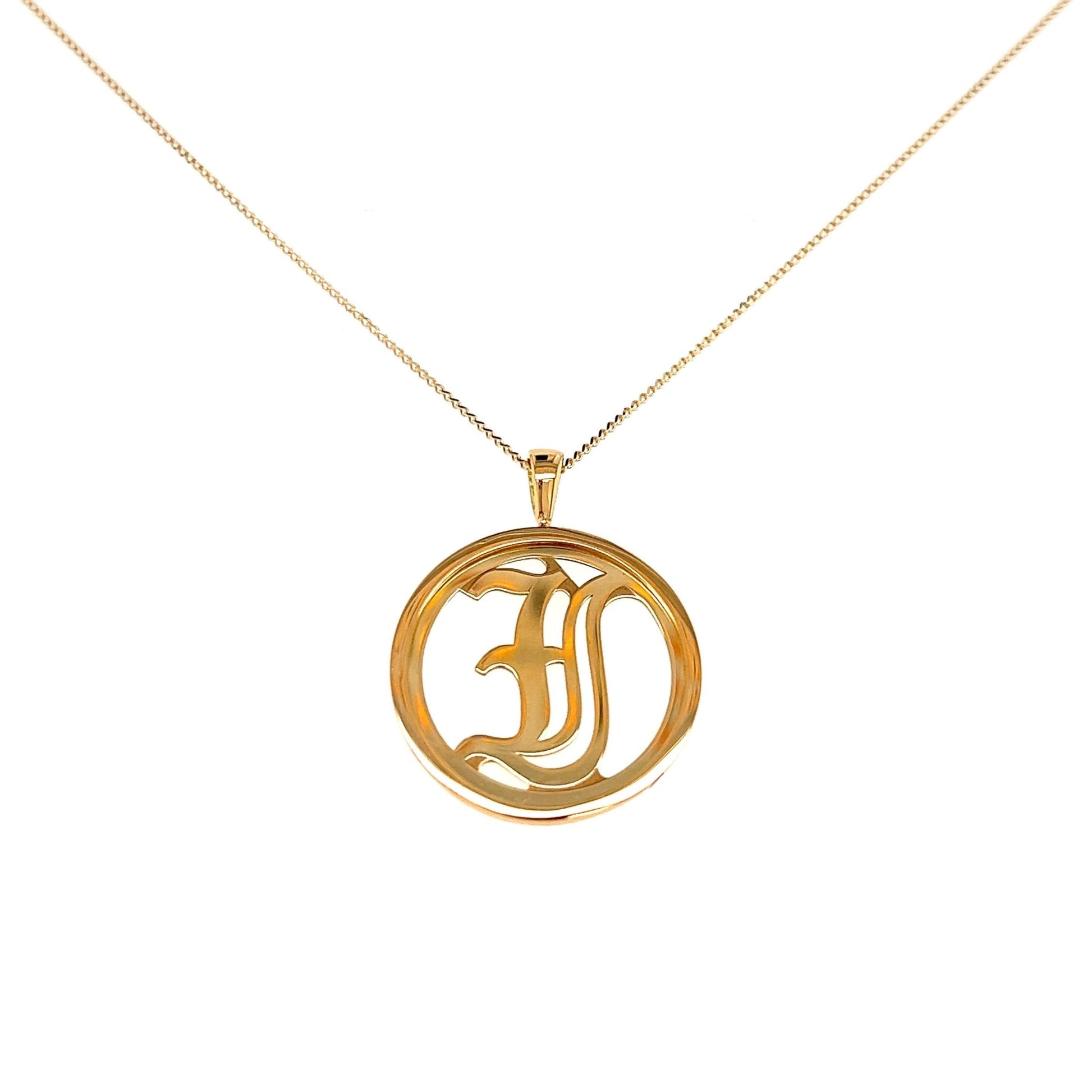 Gold Round Initial I Necklace - JMW Jewelry Wholesale