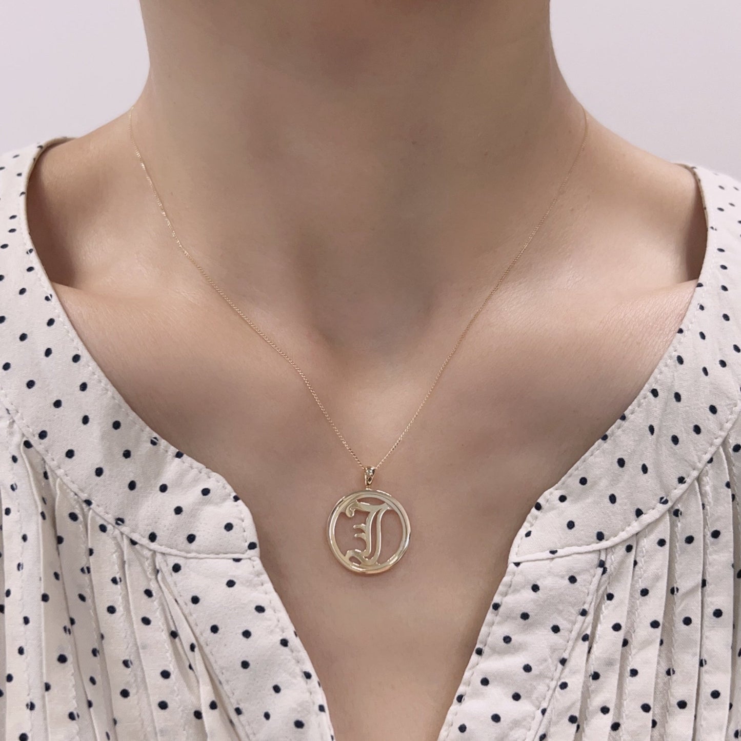 Gold Round Initial J Necklace - JMW Jewelry Wholesale