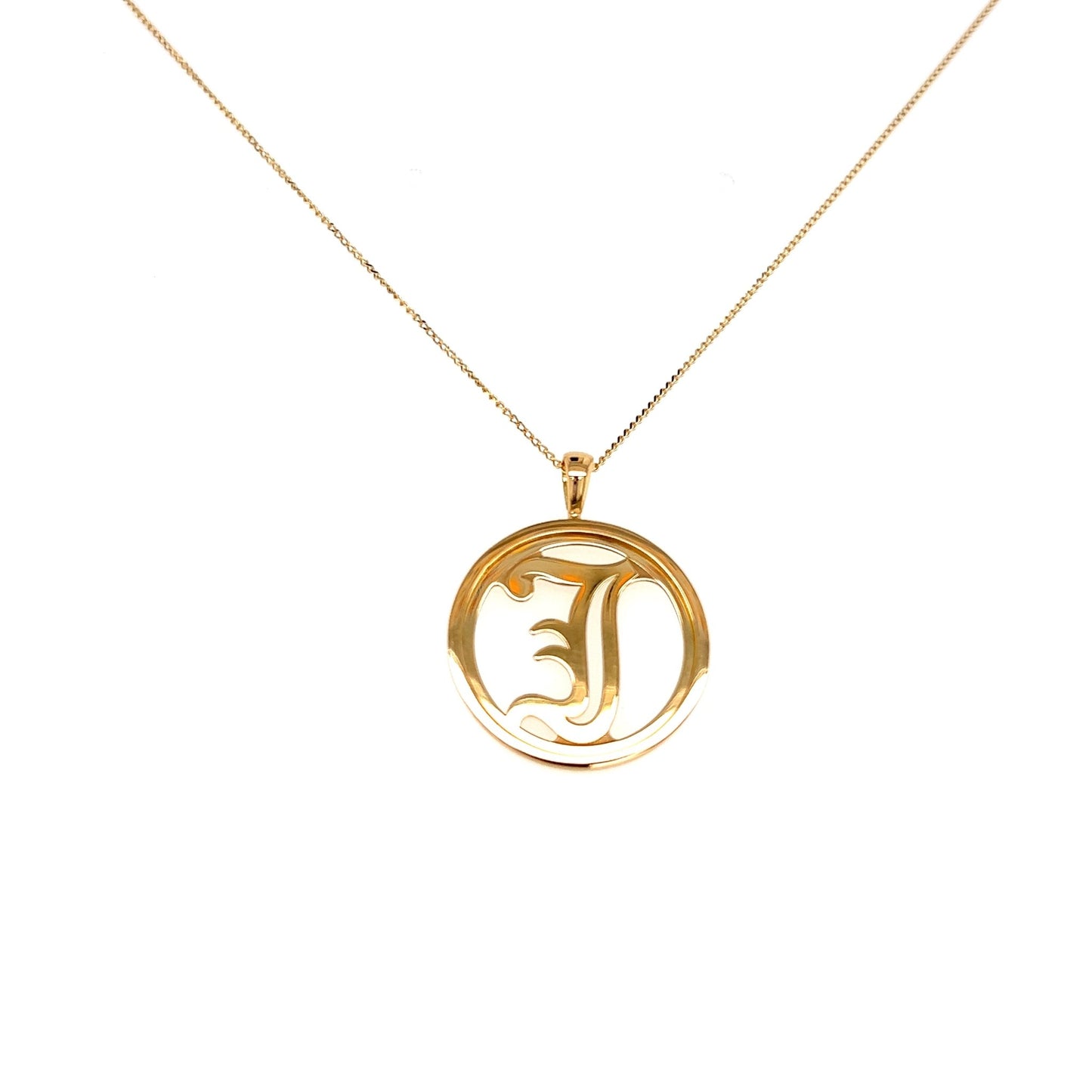 Gold Round Initial J Necklace - JMW Jewelry Wholesale