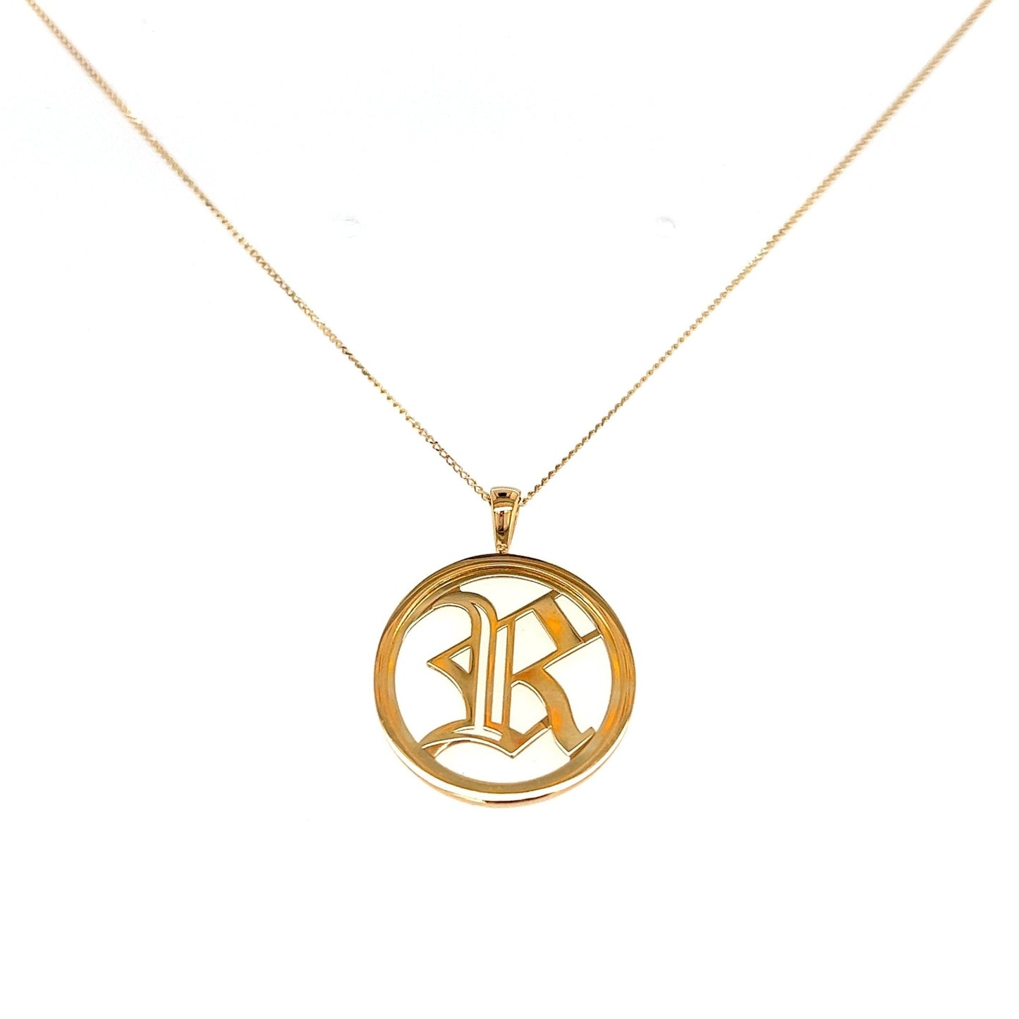 Gold Round Initial R Necklace - JMW Jewelry Wholesale