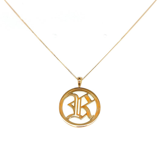 Gold Round Initial R Necklace - JMW Jewelry Wholesale