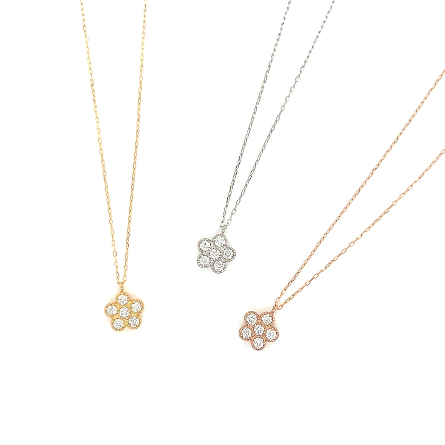 HC 5 Petals Flower Necklace 0.18ct - JMW Jewelry Wholesale