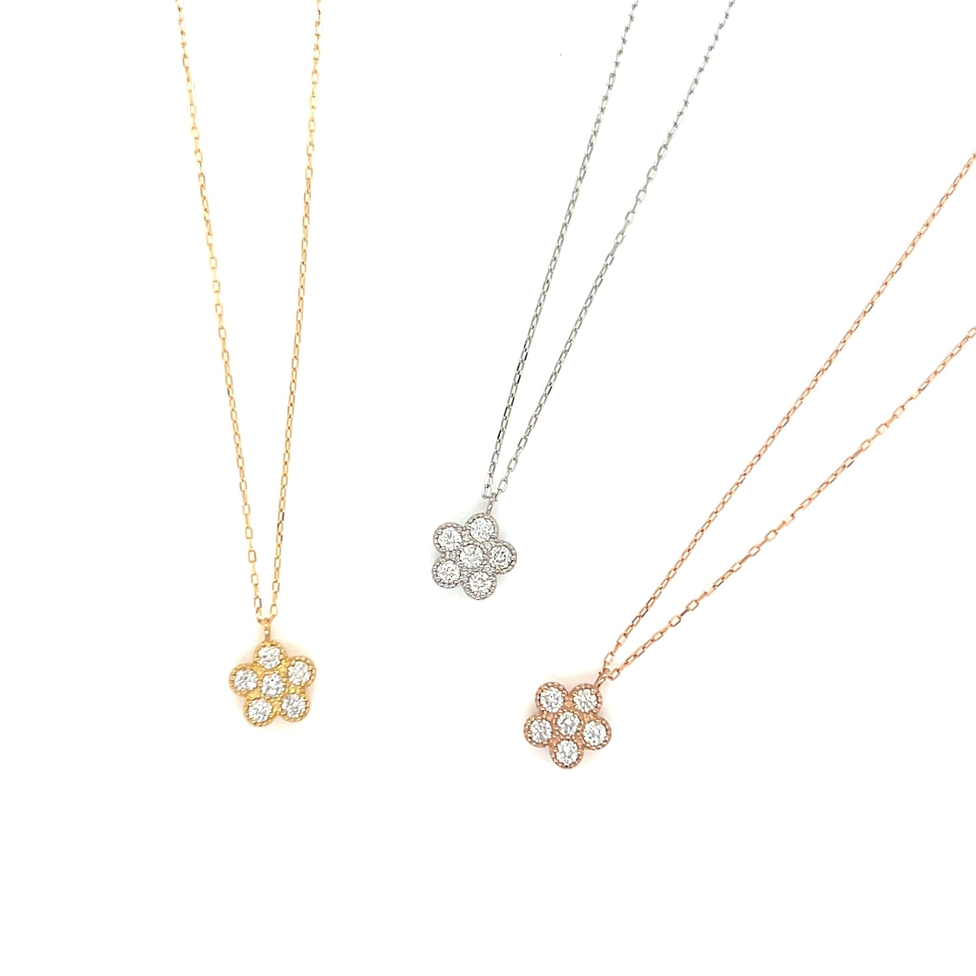 HC 5 Petals Flower Necklace 0.18ct - JMW Jewelry Wholesale