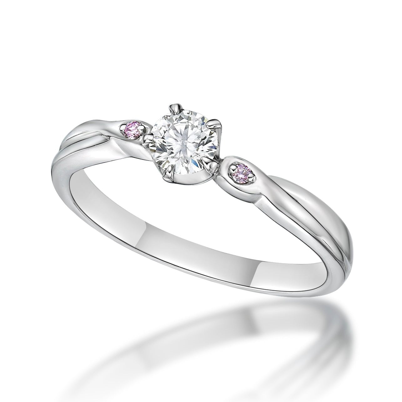 HC Single Dia with side Pink Dia Ring 0.2/0.016ct - JMW Jewelry Wholesale