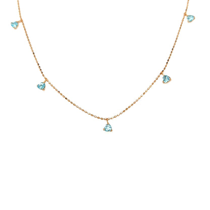 Heart Shape Blue Topaz Station Necklace 3mm - JMW Jewelry Wholesale