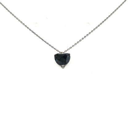 Heart Shaped Black Diamond Necklace 1ct - JMW Jewelry Wholesale