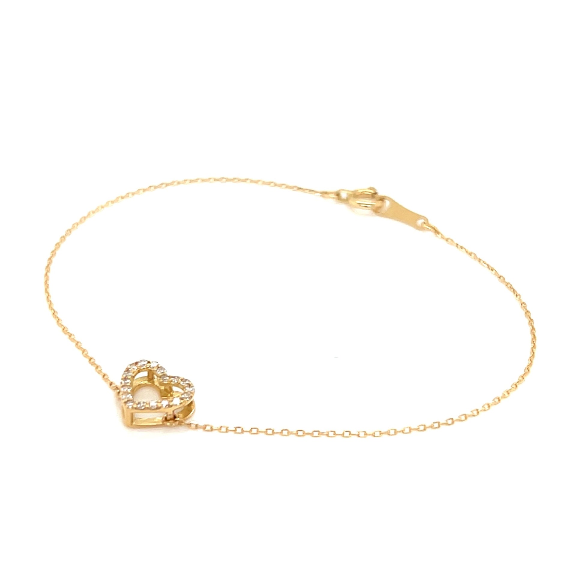 Hollow Heart Bracelet 0.08ct - JMW Jewelry Wholesale
