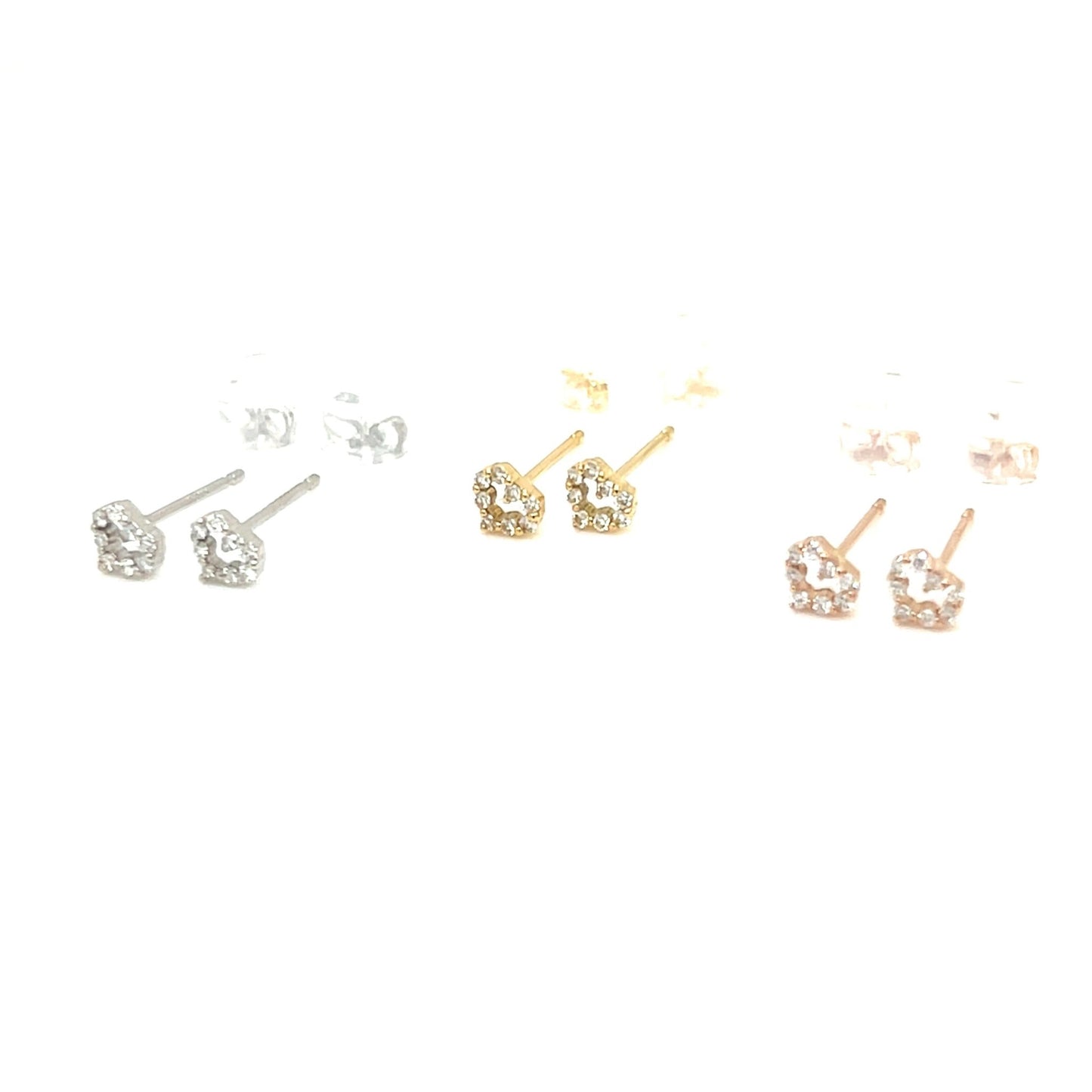 Hollow Heart Earrings 0.06ct - JMW Jewelry Wholesale