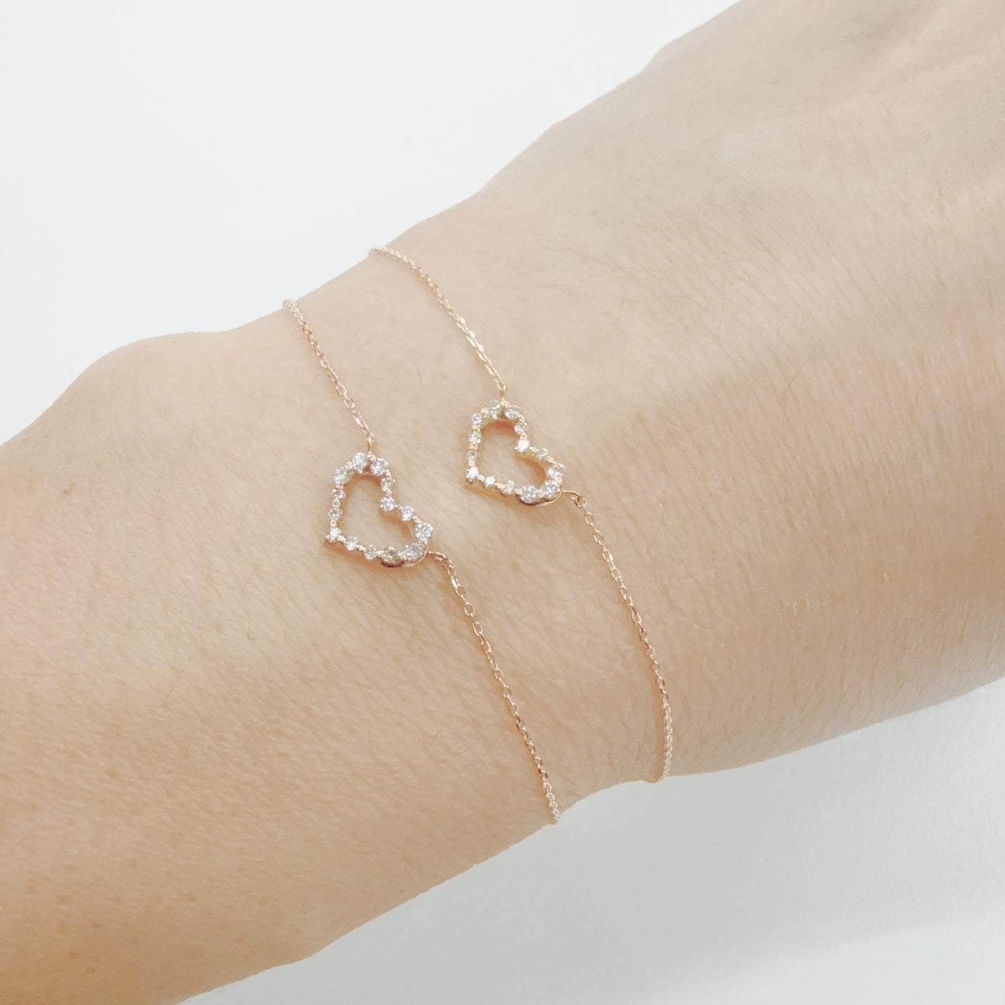 Hollow Heart N Bracelet 0.1ct - JMW Jewelry Wholesale