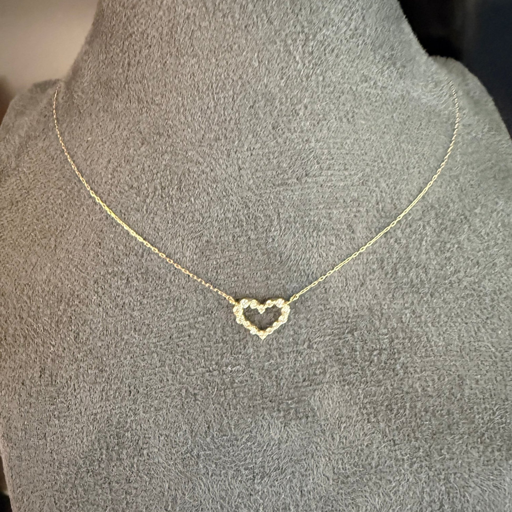 Hollow Heart N Necklace 0.1ct - JMW Jewelry Wholesale