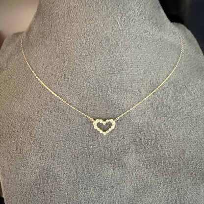 Hollow Heart N Necklace 0.1ct - JMW Jewelry Wholesale