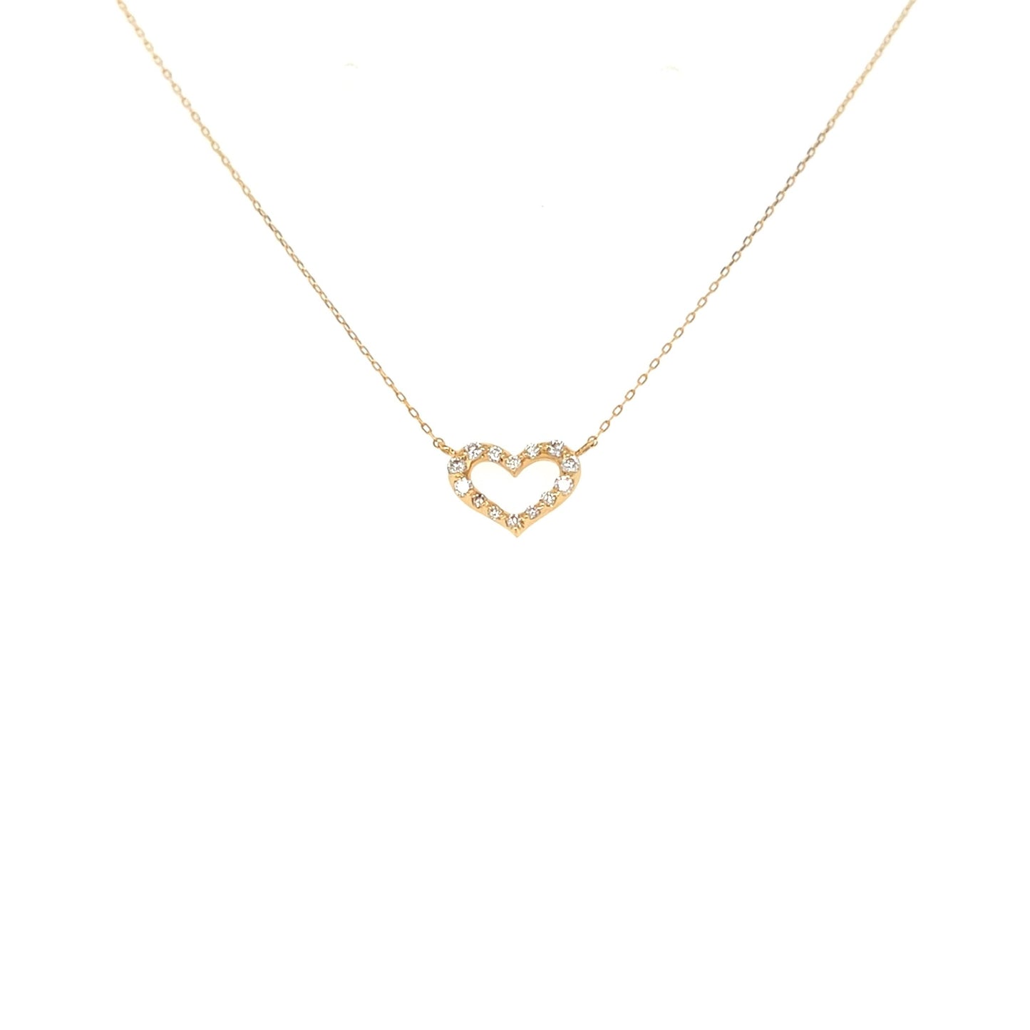 Hollow Heart N Necklace 0.1ct - JMW Jewelry Wholesale