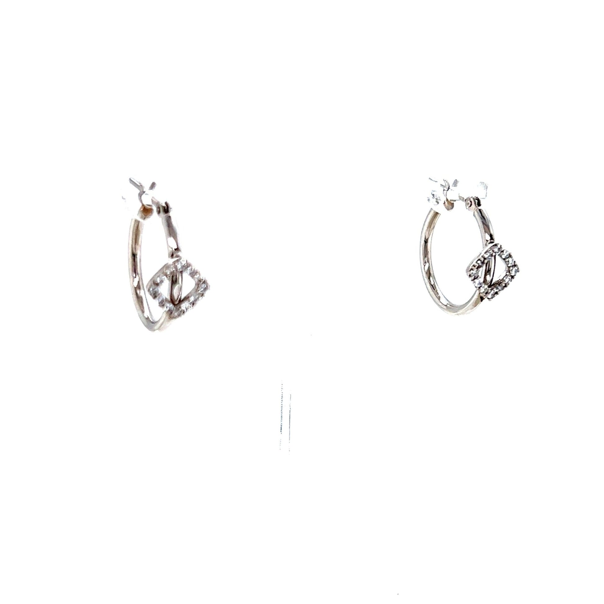 Hollow Rhombus Hoop Earrings 0.12ct - JMW Jewelry Wholesale