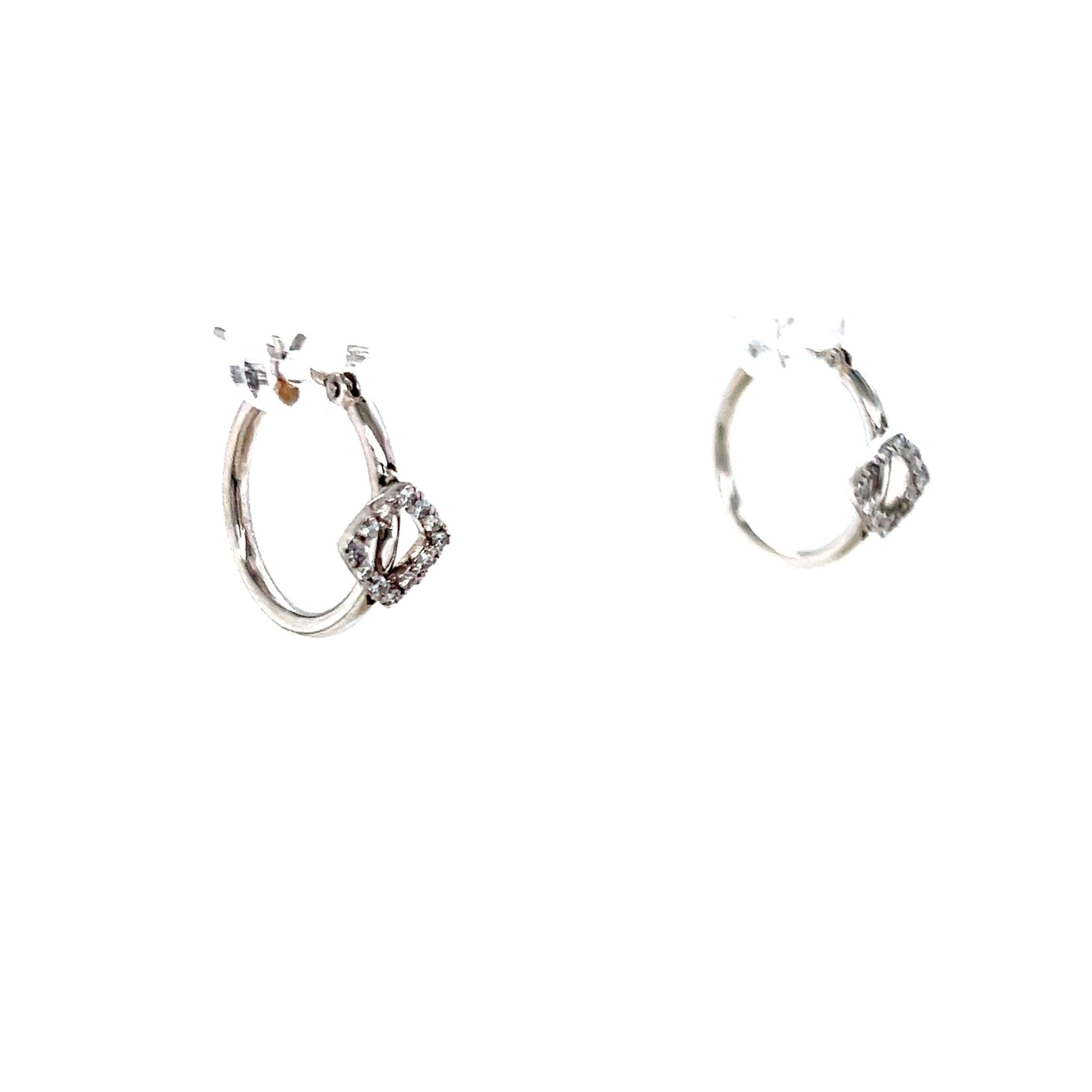 Hollow Rhombus Hoop Earrings 0.12ct - JMW Jewelry Wholesale