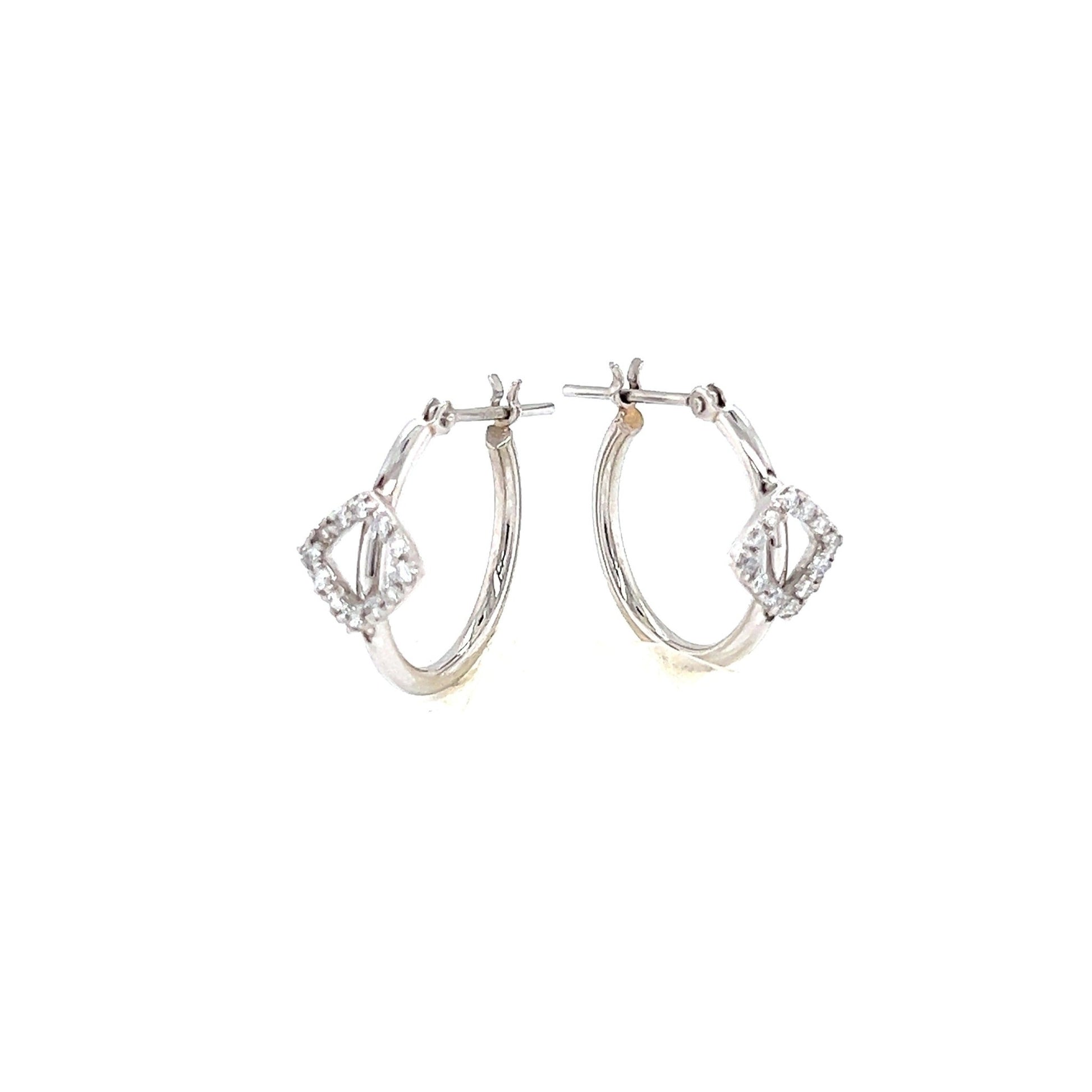 Hollow Rhombus Hoop Earrings 0.12ct - JMW Jewelry Wholesale