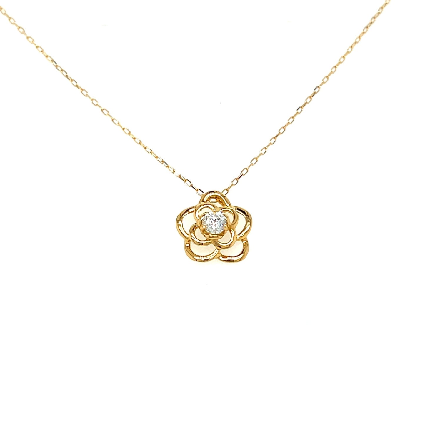Hollow Rose Necklace 0.08ct - JMW Jewelry Wholesale