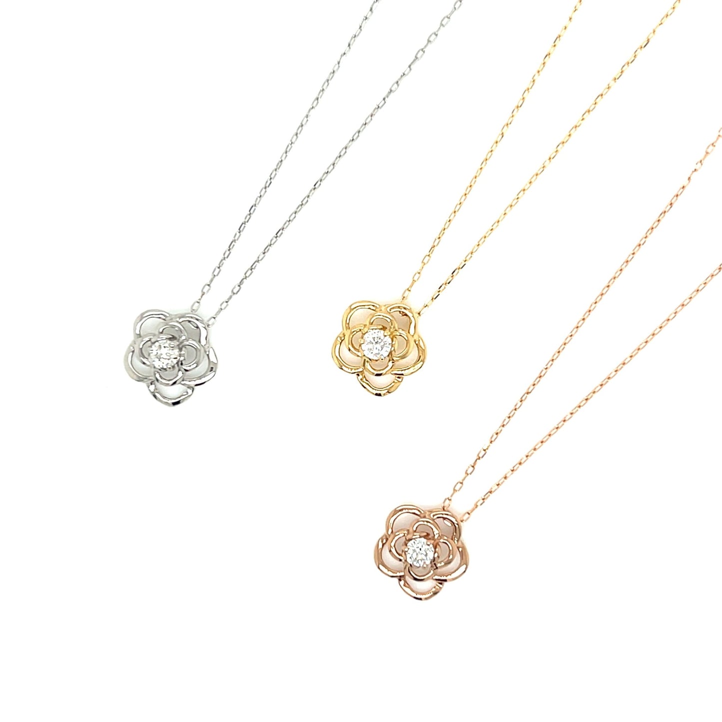 Hollow Rose Necklace 0.08ct - JMW Jewelry Wholesale