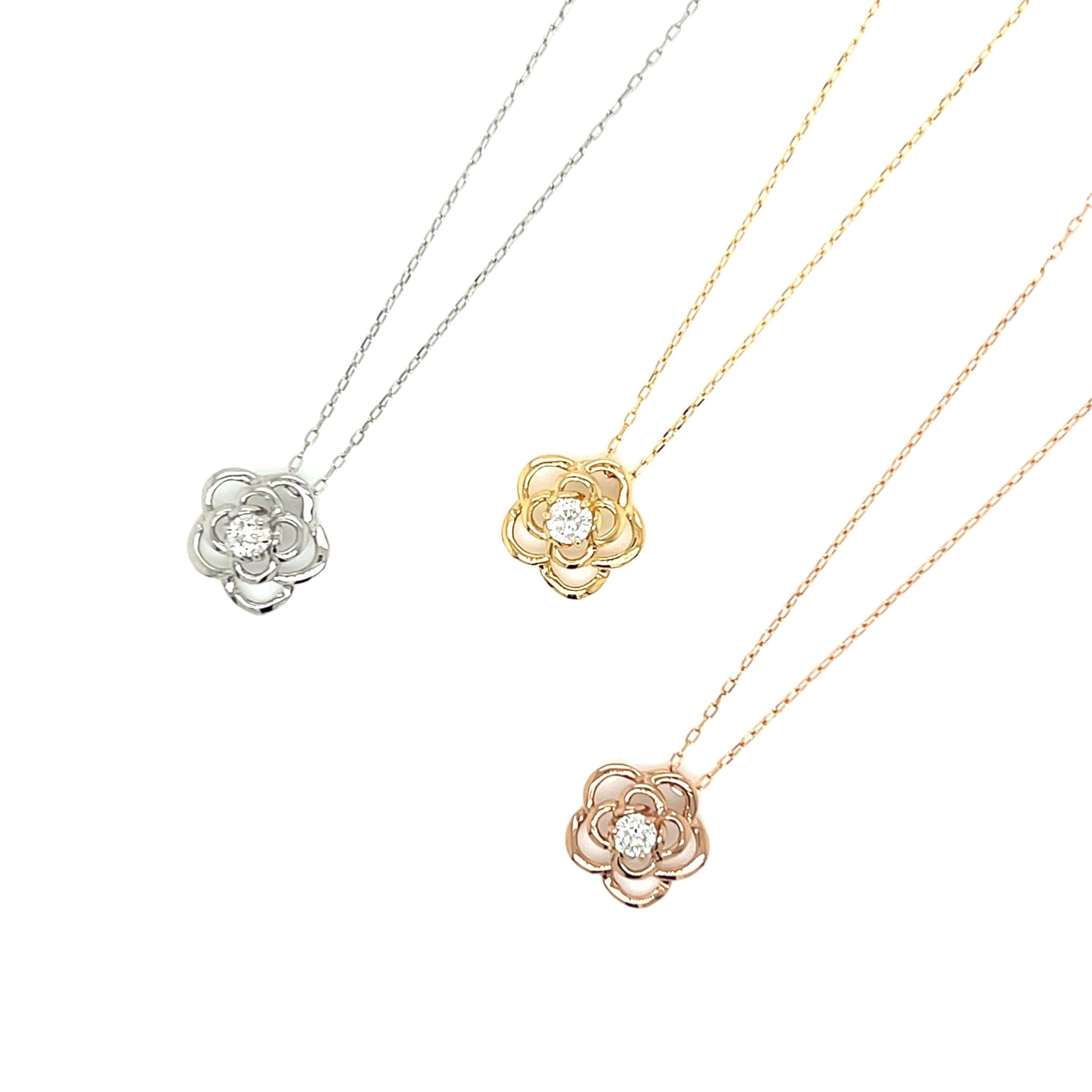 Hollow Rose Necklace 0.08ct - JMW Jewelry Wholesale