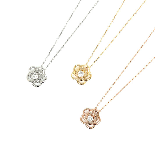 Hollow Rose Necklace 0.08ct - JMW Jewelry Wholesale
